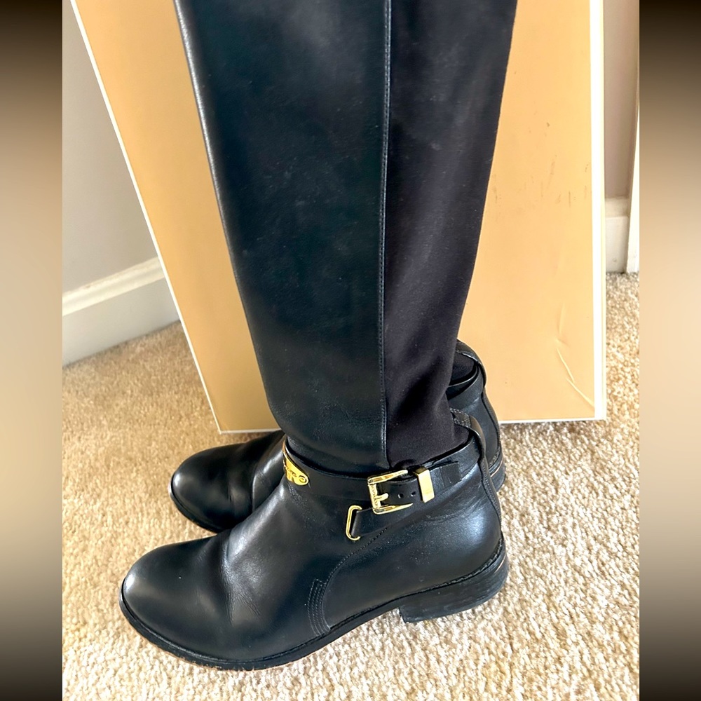 Michael Kors Arley Knee Hi Leather Boots Size 8 - Picture 2 of 14
